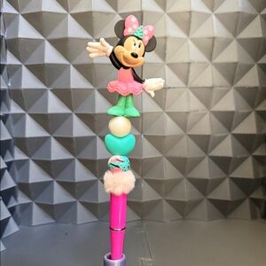 Minnie Mouse Pink and Green Handmade Beaded Pen